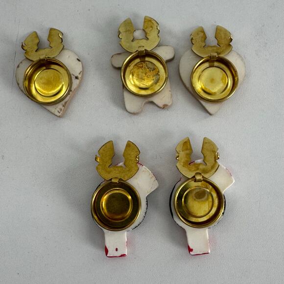 Vintage Lot 5 Christmas Candy Cane Gingerbread Button Covers  Resin 1/2 inch - Picture 2 of 2